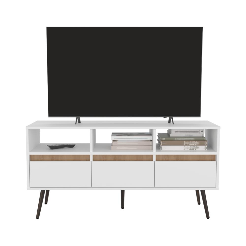 Mesa para TV Aranez, Blanco y Fresno Europeo, para TV Máximo 50" ZF