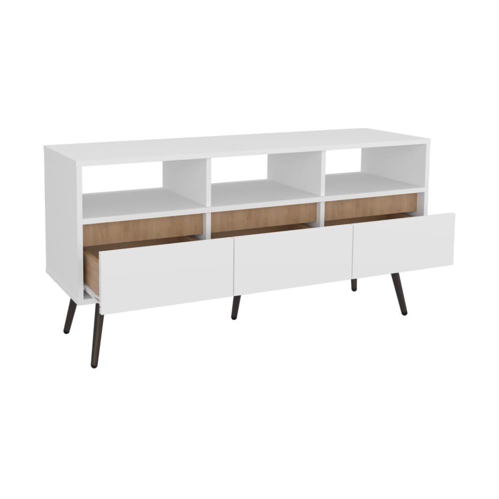 Mesa para TV Aranez, Blanco y Fresno Europeo, para TV Máximo 50" ZF