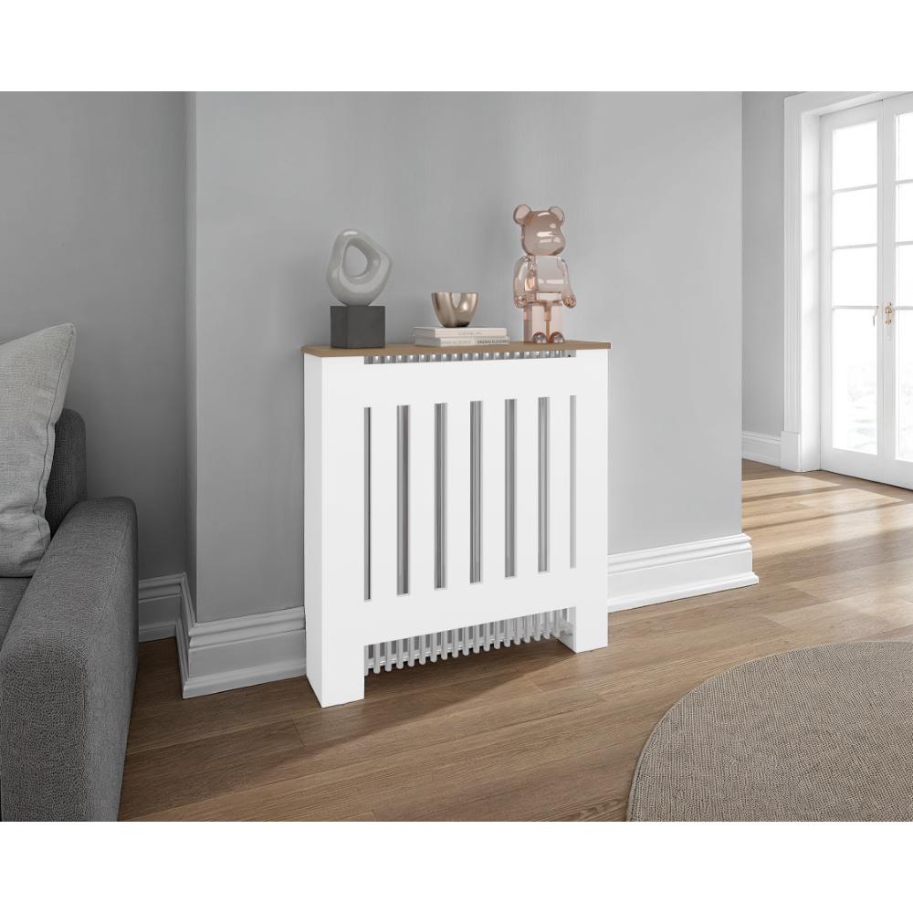 Cubierta para Radiador Linn, Kronos Blanco y Kronos Fresno, cuenta con espacio para colocar objetos decorativos ZF