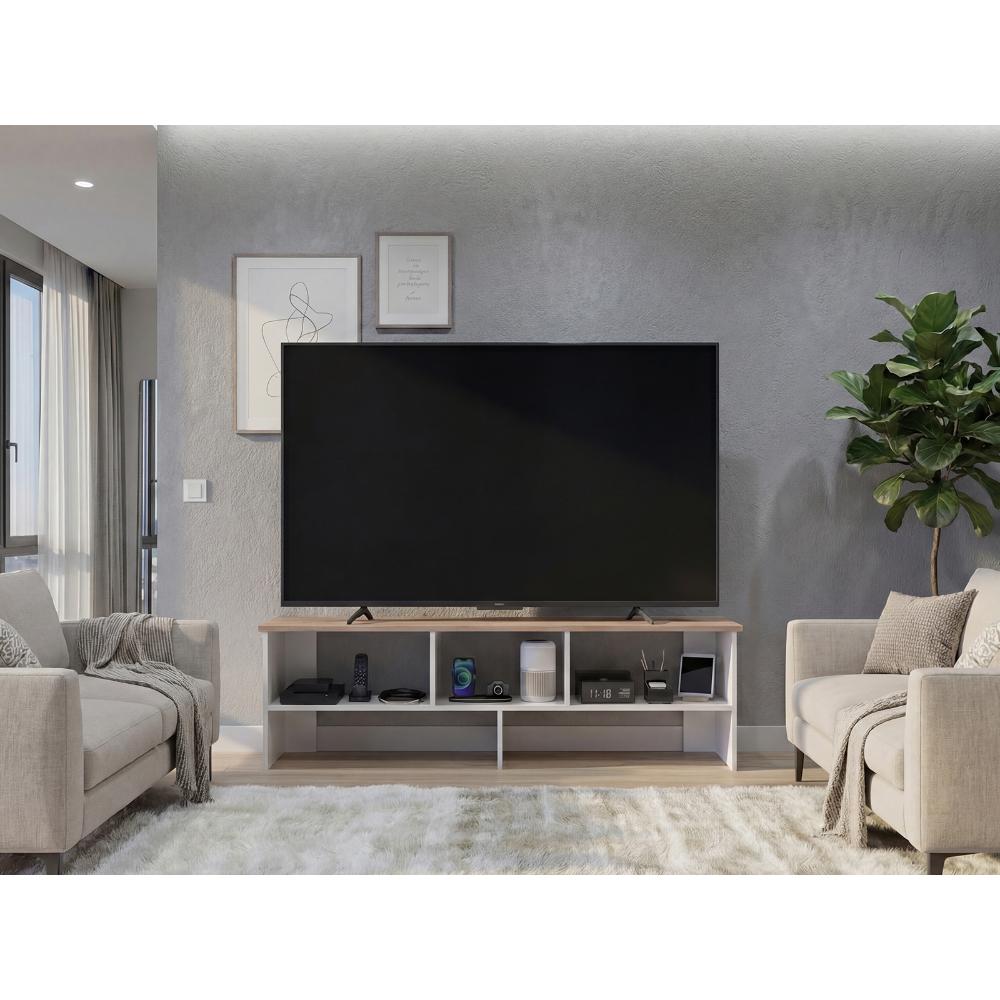 Mesa Para Tv Belga, Kronos Blanco y Kronos Fresno, Para Televisor Hasta 65" ZF