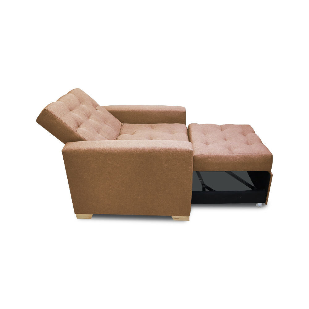 Sofá Cama Unipersonal Sabathy Tela Lino 95X90X94Cm Camel