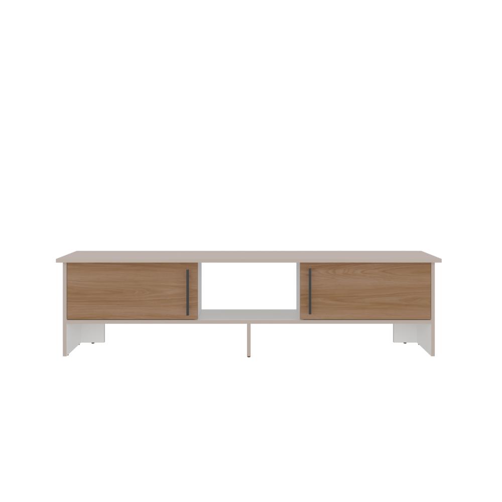 Mesa para TV Dago, Capri/Blanco y Fresno Europeo, para Televisor de hasta 65 Pulgadas con Dos Puertas