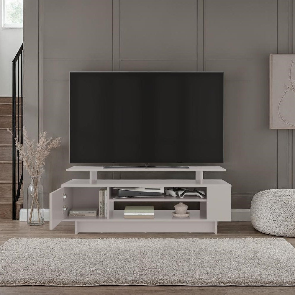 Mesa de TV Bowie, Capri + Dekowall y Roble Natural, para Televisor hasta 55 Pulgadas