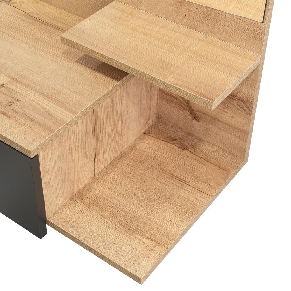 Mesa Flotante Recibidor Viena, Café Claro y Plata Oscuro, con un Cajón