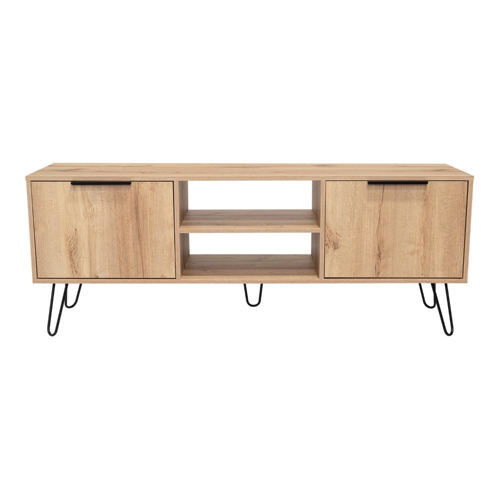 Mesa para TV Ali, Café Claro y Wengue, con Espacio para Televisor de 65 Pulgadas