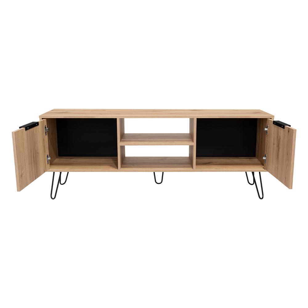 Mesa para TV Ali, Café Claro y Wengue, con Espacio para Televisor de 65 Pulgadas