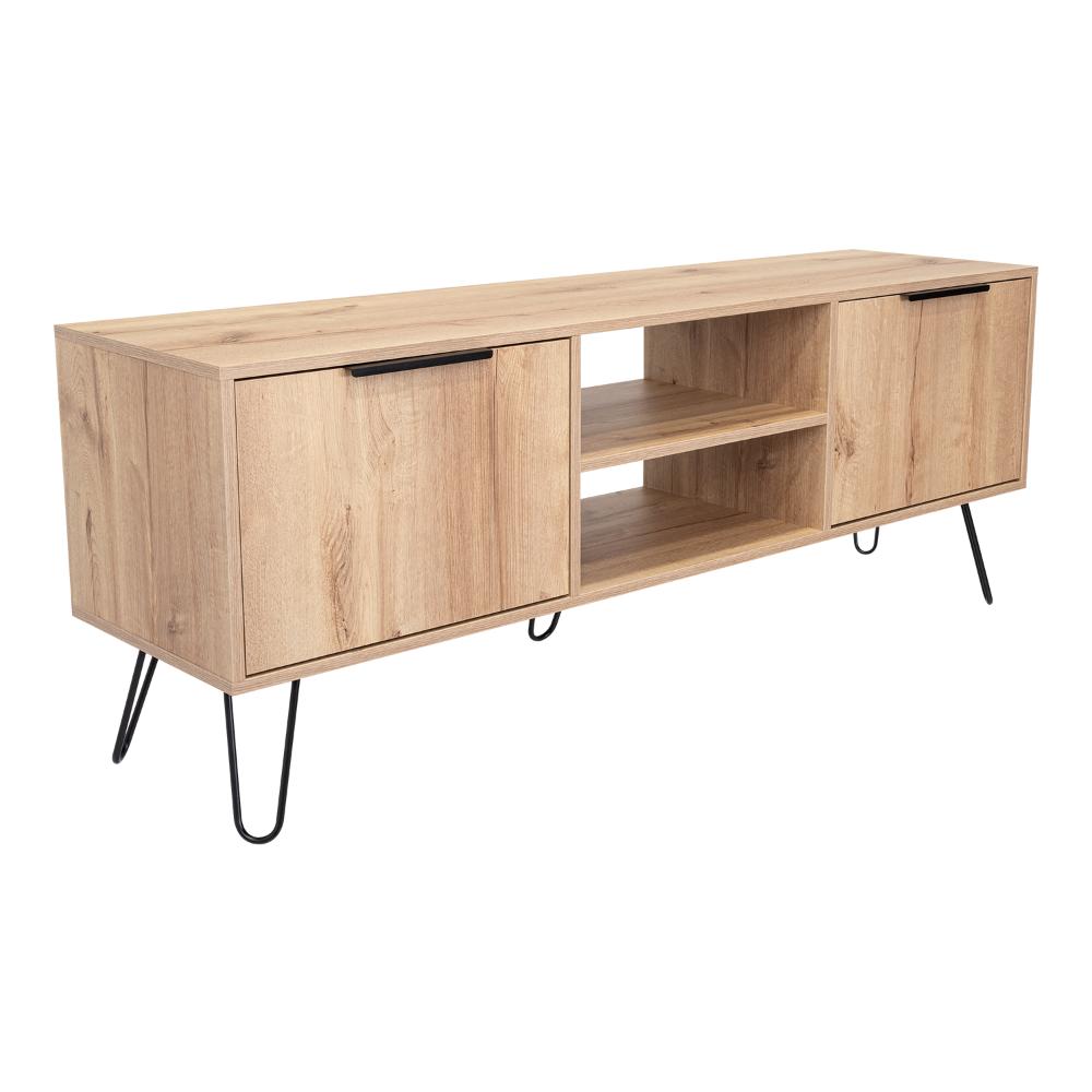 Mesa para TV Ali, Café Claro y Wengue, con Espacio para Televisor de 65 Pulgadas