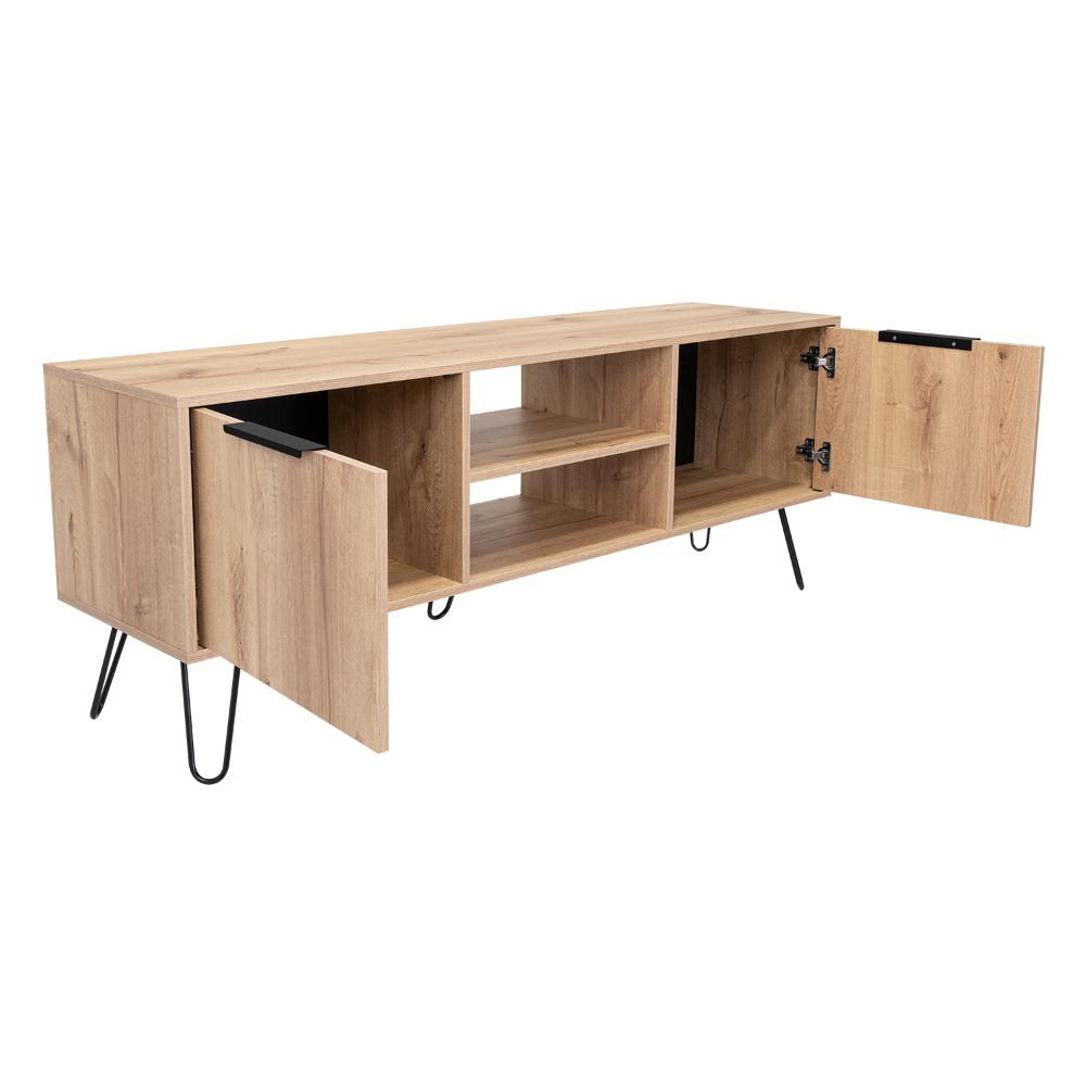 Mesa para TV Ali, Café Claro y Wengue, con Espacio para Televisor de 65 Pulgadas