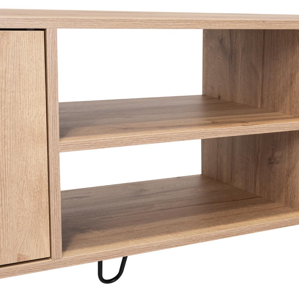 Mesa para TV Ali, Café Claro y Wengue, con Espacio para Televisor de 65 Pulgadas