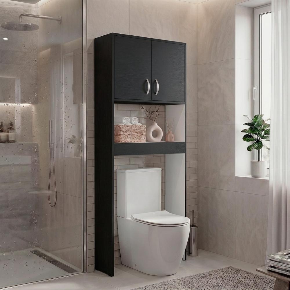 Gabinete de Baño Bristol-25, Wengue y Blanco, Amplios Espacios para Colocar Objetos Decorativos ZF