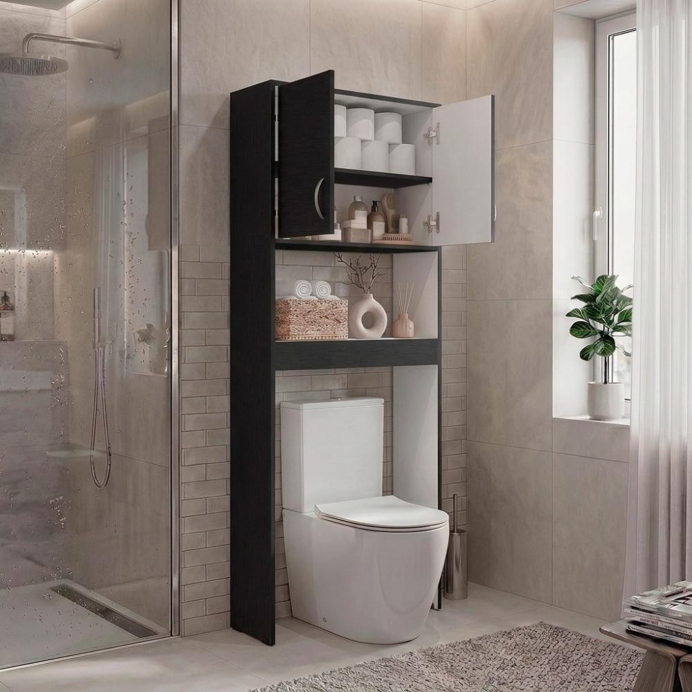 Gabinete de Baño Bristol-25, Wengue y Blanco, Amplios Espacios para Colocar Objetos Decorativos ZF