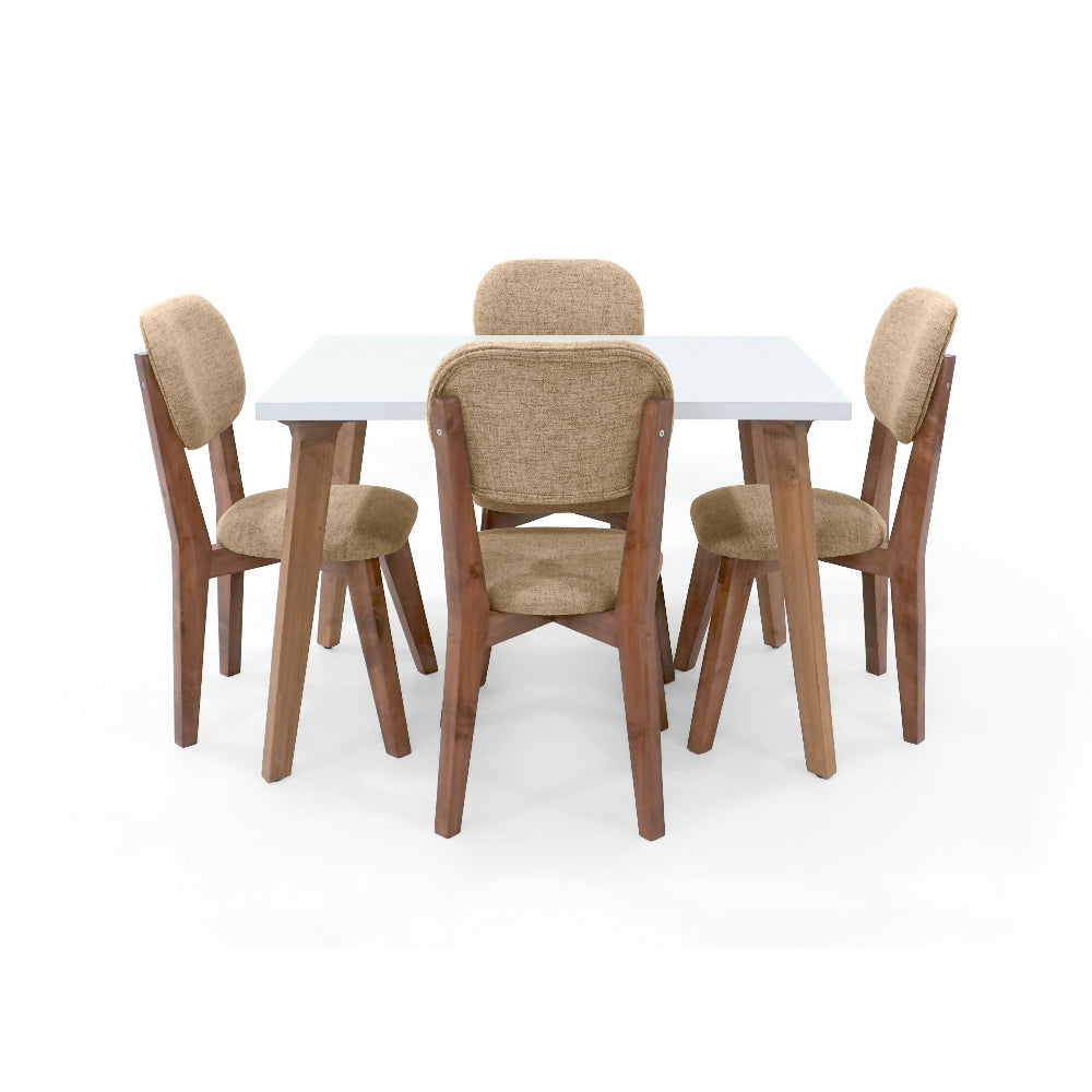 Set de Comedor Lugo Matiz con 4 Sillas de Comedor Adela Tela Beige