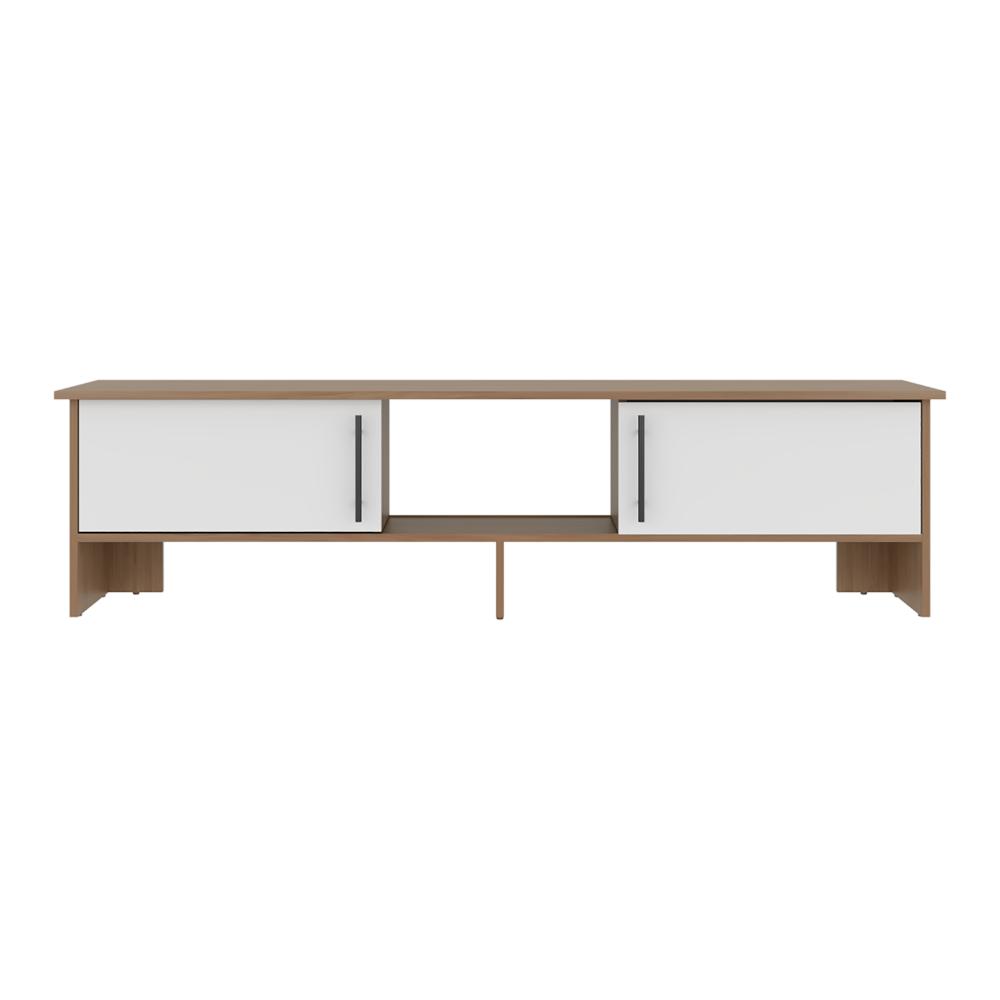 Mesa Para Tv Dago, Fresno Europeo y Blanco, Para Televisor de Hasta 65 Pulgadas con dos puertas ZF