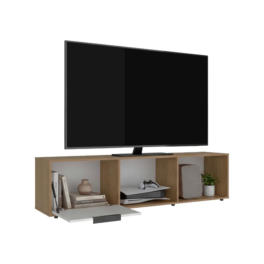 Mesa para TV Dorne, Kronos Fresno y Kronos Blanco, con Puerta Abatible, para Televisor hasta 65" ZF