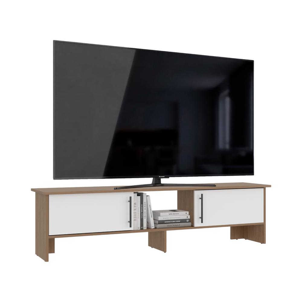 Mesa Para Tv Dago, Kronos Fresno y Kronos Blanco, Para Televisor de Hasta 65 Pulgadas con dos puertas ZF