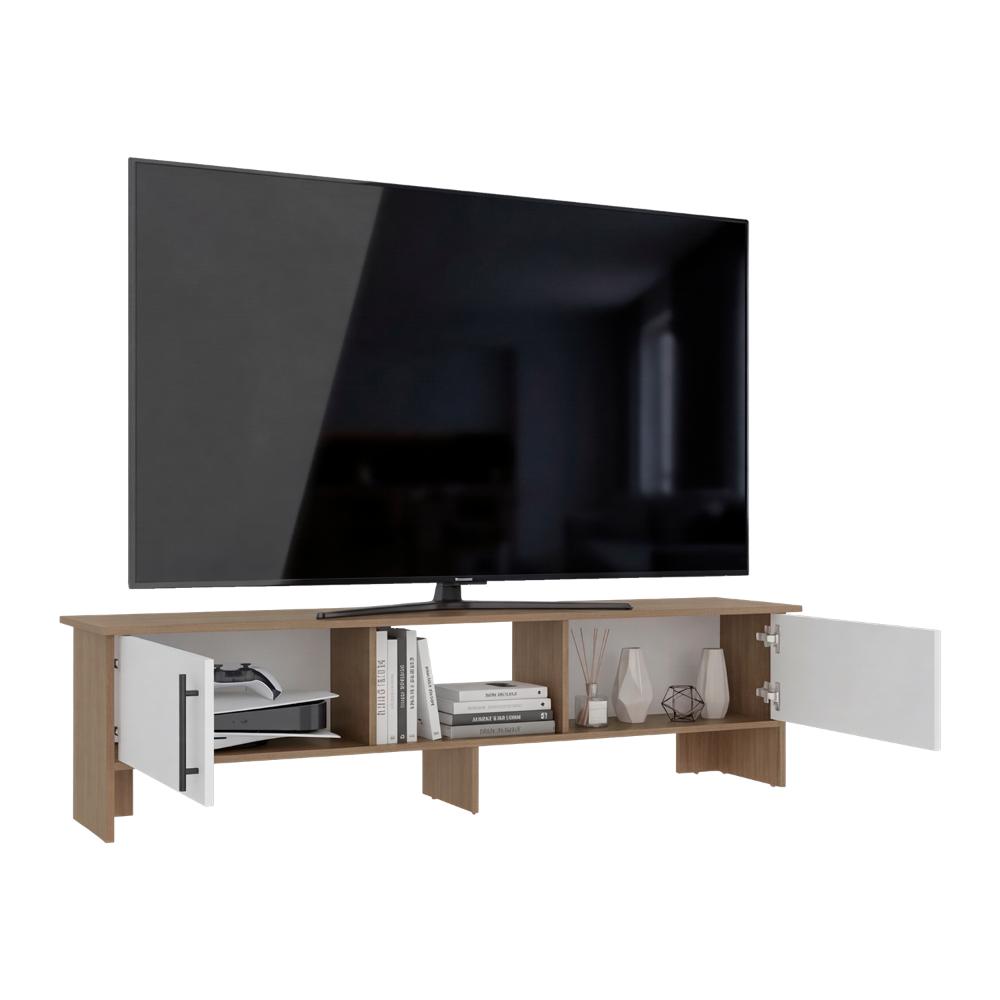 Mesa Para Tv Dago, Kronos Fresno y Kronos Blanco, Para Televisor de Hasta 65 Pulgadas con dos puertas ZF