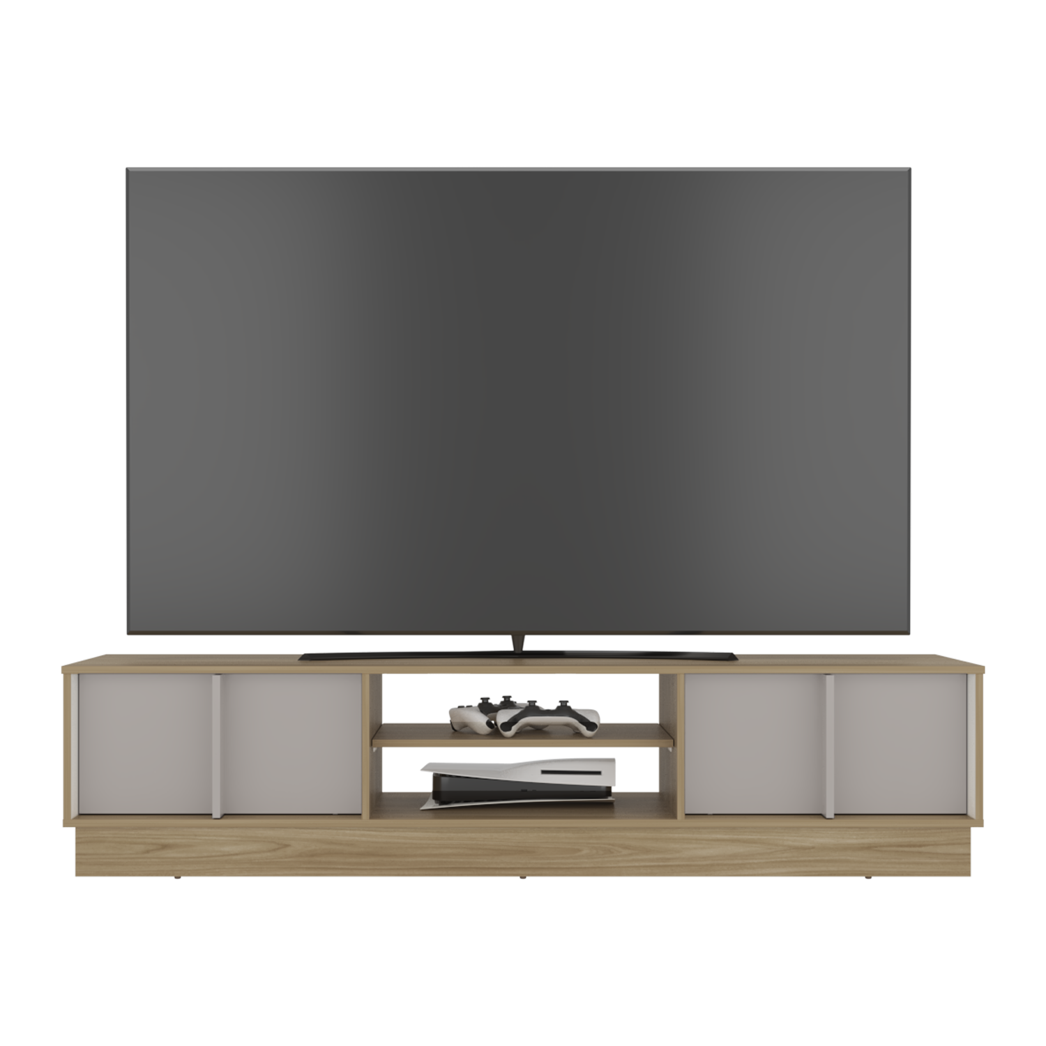 Mesa Para Tv Caobe, Fresno Europeo y Capri, Para Televisor de Hasta 75 Pulgadas con cuatro puertas