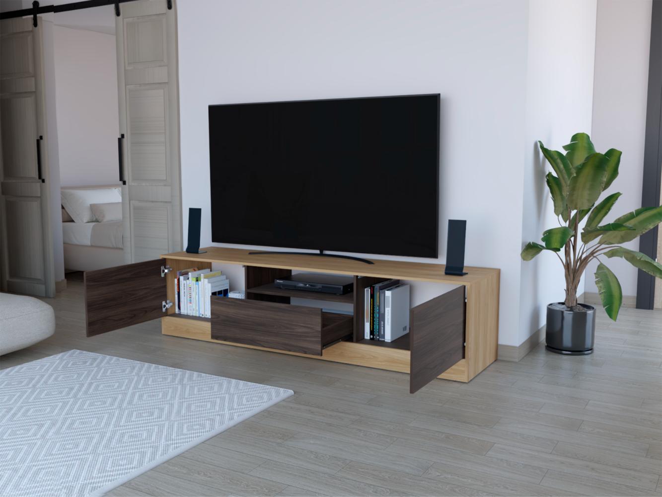 Mesa para TV Niles, Fresno Europeo y Nogal Europeo, para televisor máximo 75"