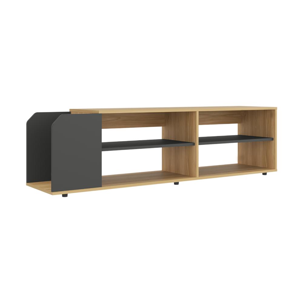 Mesa Para Tv Solene, Fresno Europeo y Plata Oscuro, Para Televisor Hasta 60 Pulgadas
