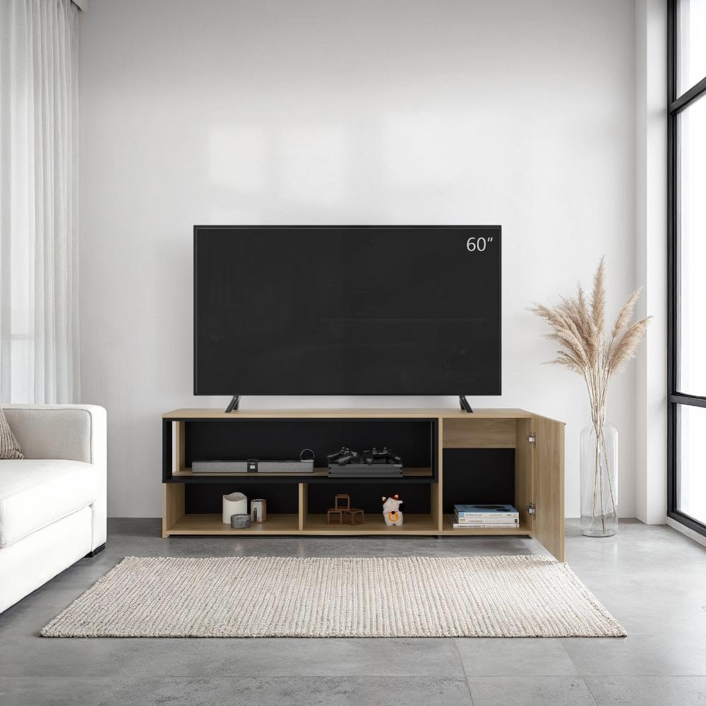 Mesa para TV Noland, Fresno Europeo y Wengue, para Televisor hasta 65"