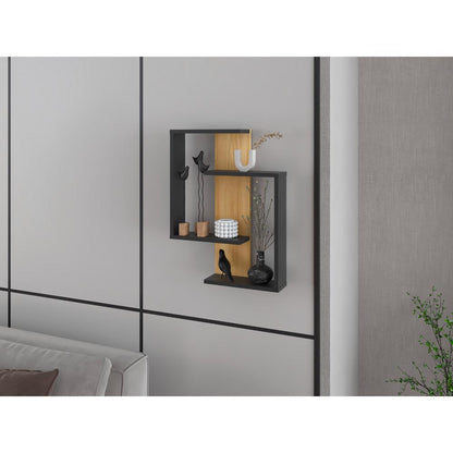Repisa Space, Fresno Europeo y Wengue, con espacio para ubicar elementos decorativos