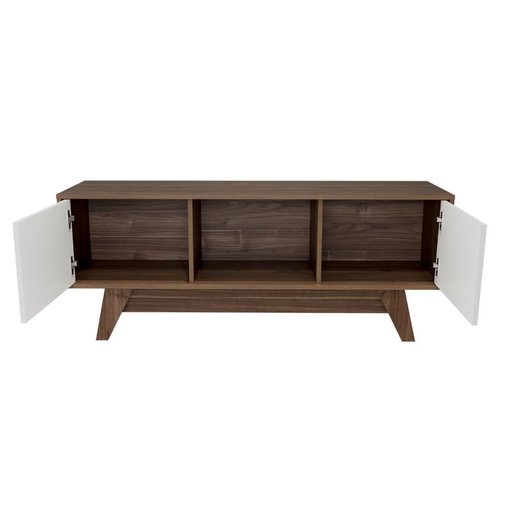 Mesa para Tv Rizzo, Castaño y Blanco Duqueza, con Espacio Para Televisor 55"
