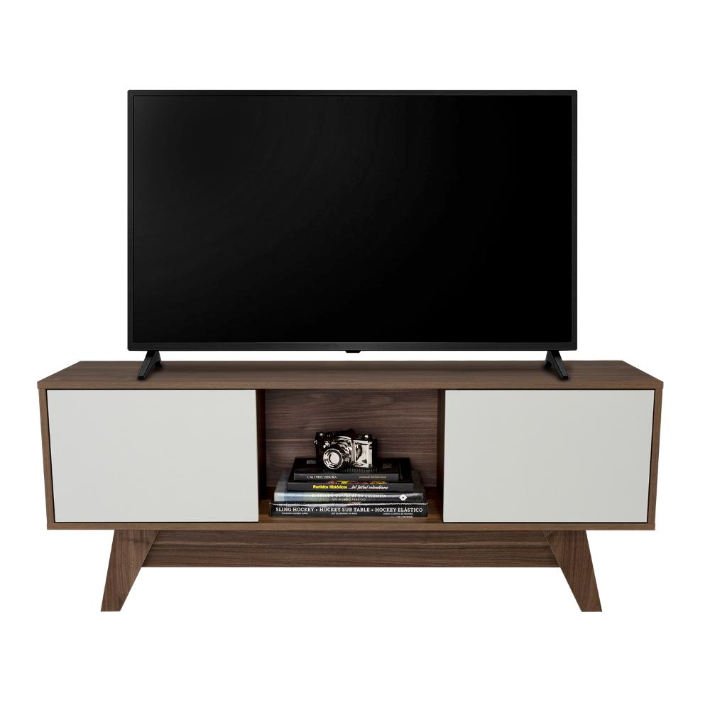 Mesa para Tv Rizzo, Castaño y Blanco Duqueza, con Espacio Para Televisor 55"