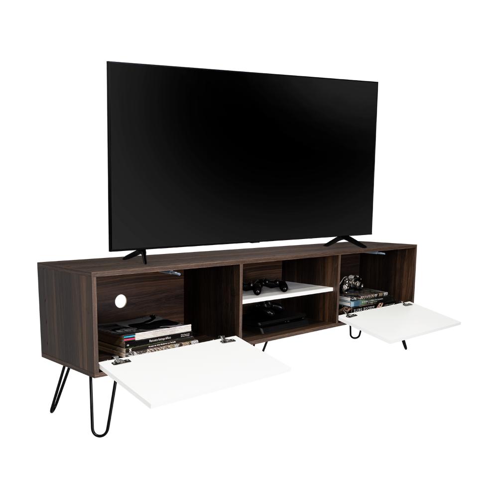 Mesa para TV Lara, Caoba y Blanco, para Televisor de 70 Pulgadas