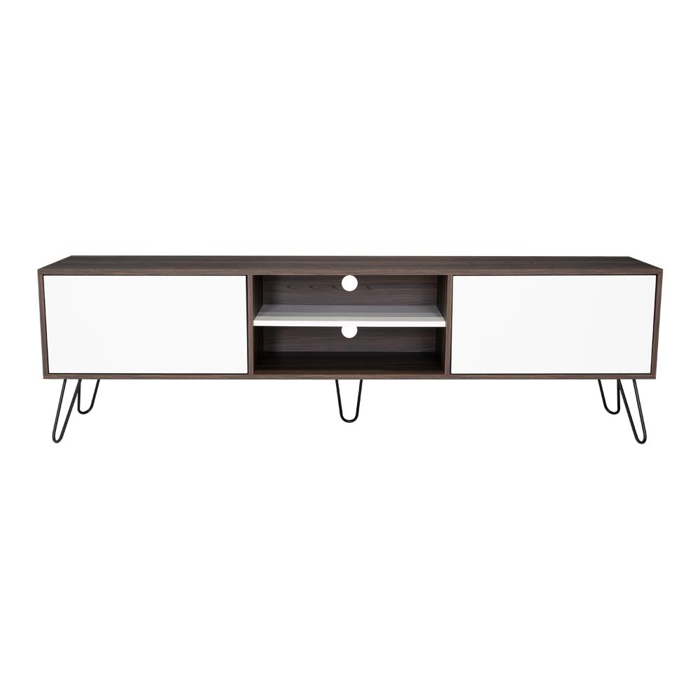 Mesa para TV Lara, Caoba y Blanco, para Televisor de 70 Pulgadas