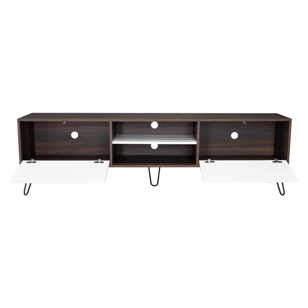 Mesa para TV Lara, Caoba y Blanco, para Televisor de 70 Pulgadas
