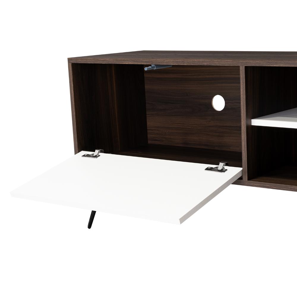 Mesa para TV Lara, Caoba y Blanco, para Televisor de 70 Pulgadas
