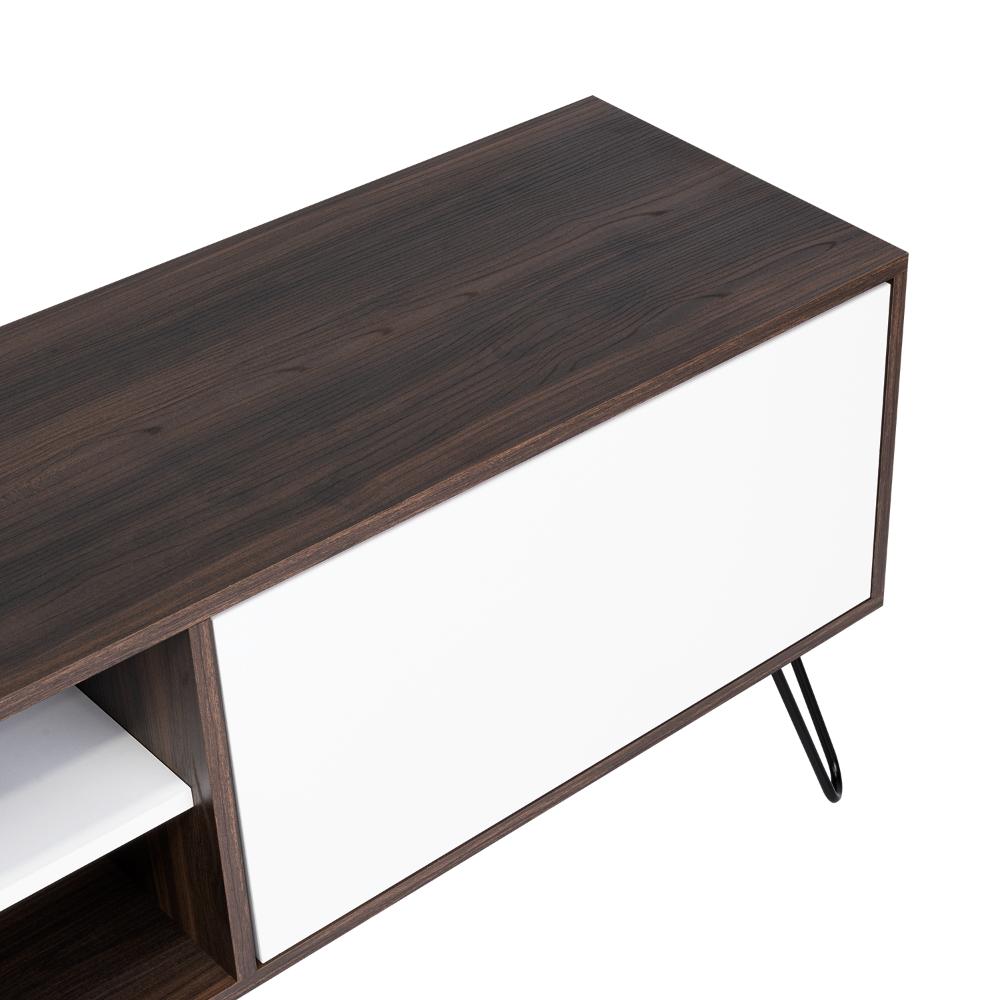 Mesa para TV Lara, Caoba y Blanco, para Televisor de 70 Pulgadas