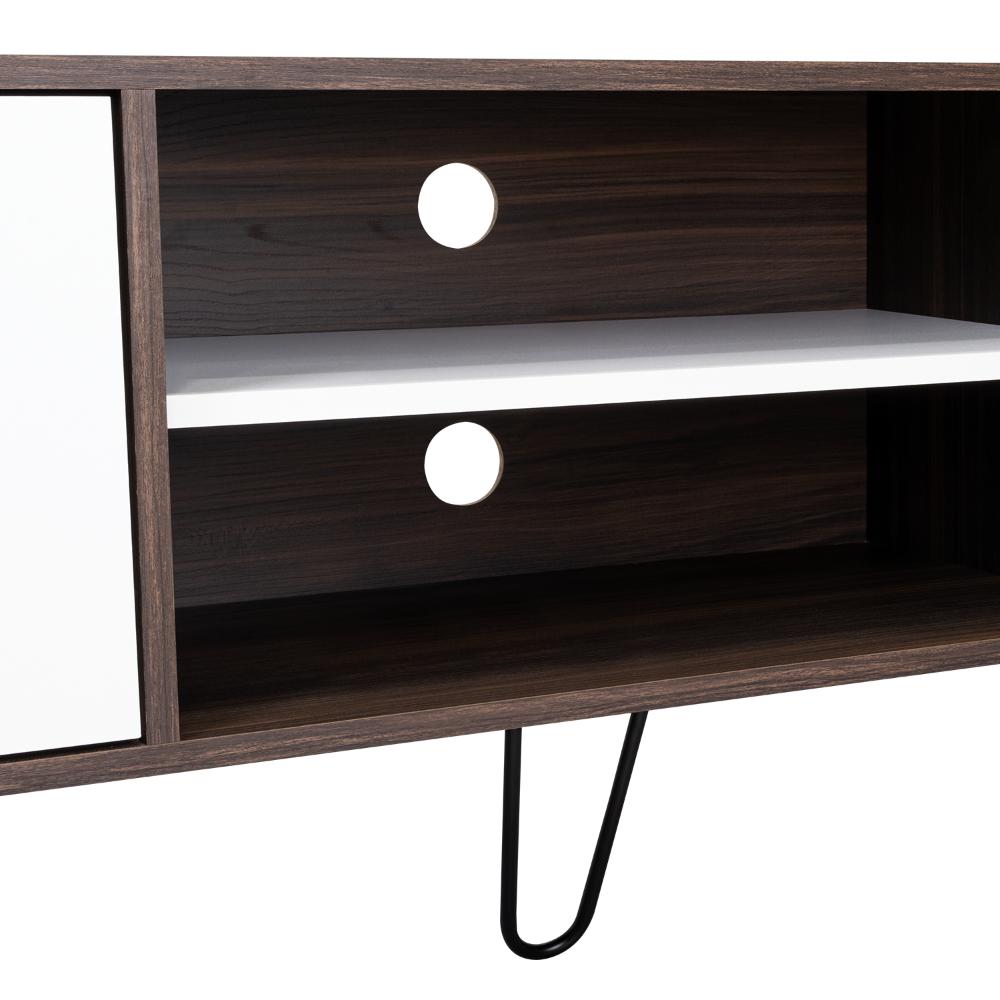 Mesa para TV Lara, Caoba y Blanco, para Televisor de 70 Pulgadas