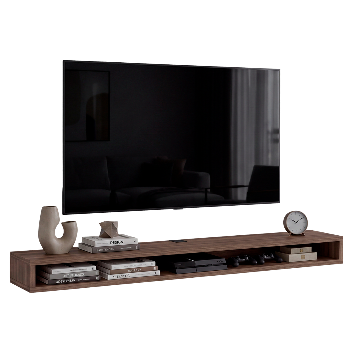 Mesa para TV Flotante Luft, Avellana, con un Diseño Contemporáneo