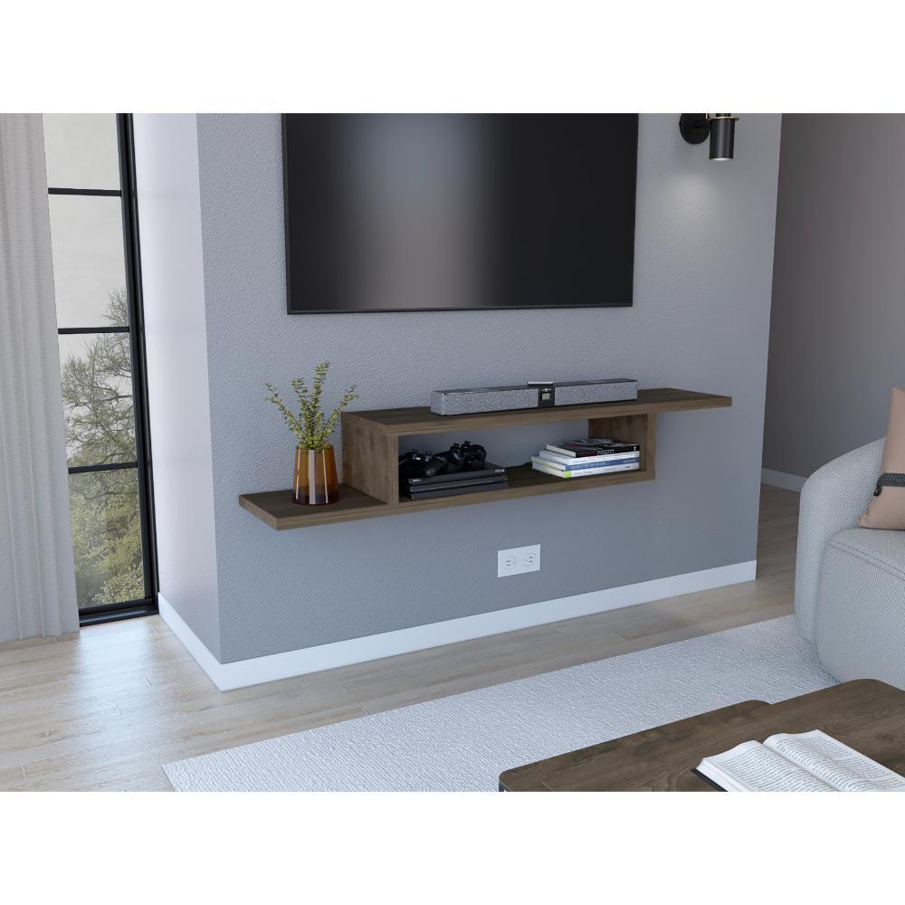 Mesa Para Tv Flotante Dilix, Nogal, con superficie para objetos decorativos