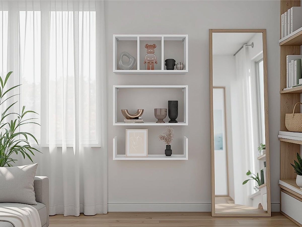 Repisa Trego, Blanco Duqueza, con Espacio para Ubicar Objetos Decorativos ZF