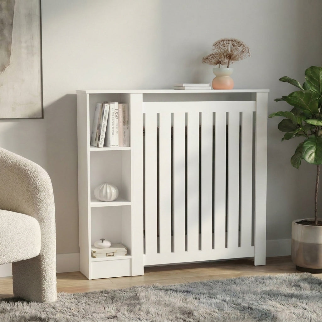 Cubierta para Radiador Joseph, Blanco Duqueza, Con espacios para objetos decorativos ZF