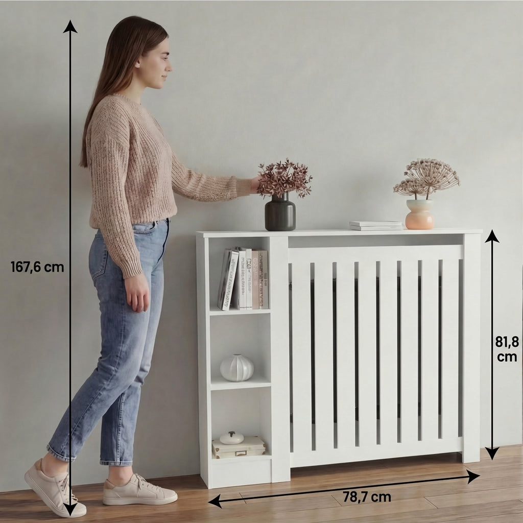 Cubierta para Radiador Joseph, Blanco Duqueza, Con espacios para objetos decorativos ZF