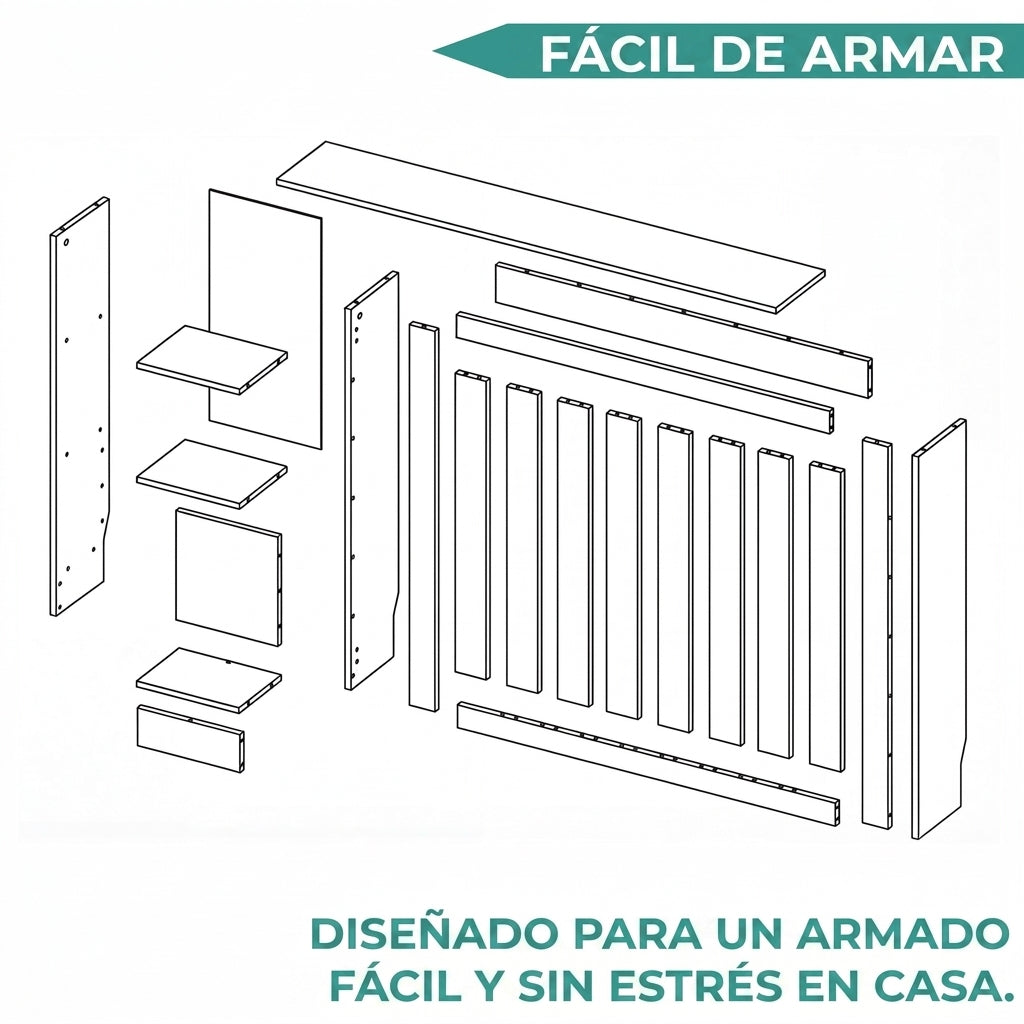 Cubierta para Radiador Joseph, Blanco Duqueza, Con espacios para objetos decorativos ZF