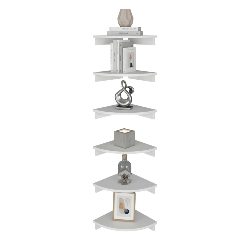 Set de 2 Repisas Esquineras Flotantes Shelf, Kronos Blanco, con Espacio para Colocar Objetos Decorativos ZF
