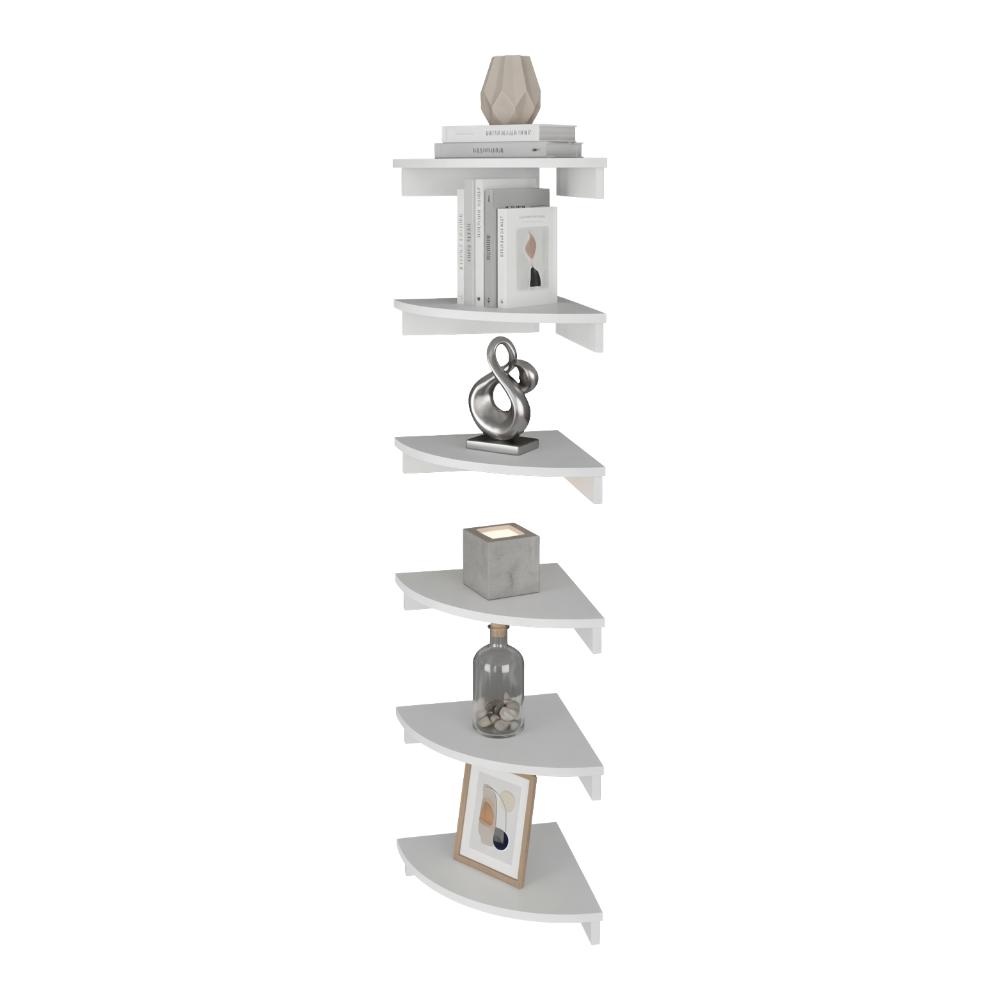 Set de 2 Repisas Esquineras Flotantes Shelf, Kronos Blanco, con Espacio para Colocar Objetos Decorativos ZF