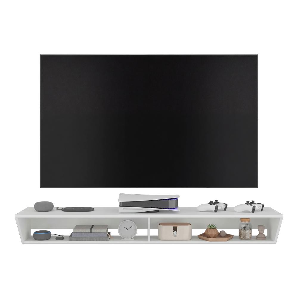 Mesa Para Tv Russel, Kronos Blanco, Flotante Con Espacio Para Ubicar Objetos ZF
