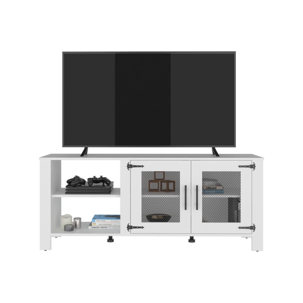 Mesa para TV Freedom, Blanco, con Dos Puertas Abatible, para Televisor hasta 65" ZF