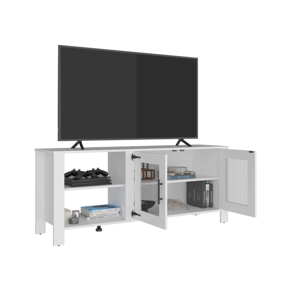 Mesa para TV Freedom, Blanco, con Dos Puertas Abatible, para Televisor hasta 65" ZF