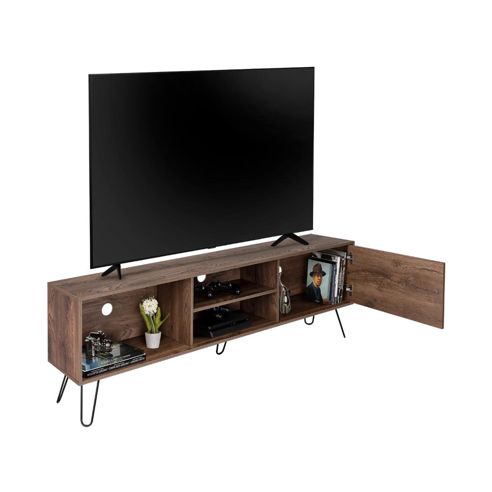 Mesa para TV Rony, Nogal, con Espacio para Televisor de hasta 75 Pulgadas