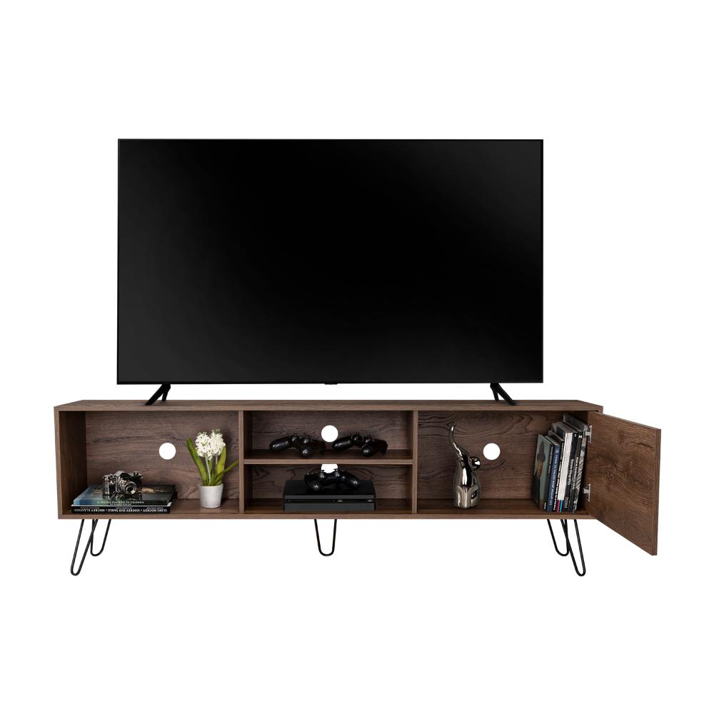 Mesa para TV Rony, Nogal, con Espacio para Televisor de hasta 75 Pulgadas