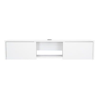 Mesa Para Tv Flotante Gleid, Blanco, con Dos Puertas Abatibles