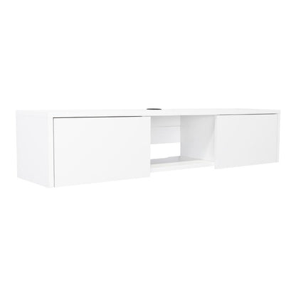 Mesa Para Tv Flotante Gleid, Blanco, con Dos Puertas Abatibles