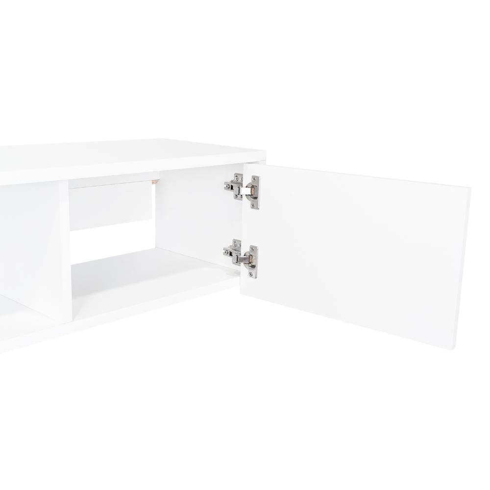 Mesa Para Tv Flotante Gleid, Blanco, con Dos Puertas Abatibles