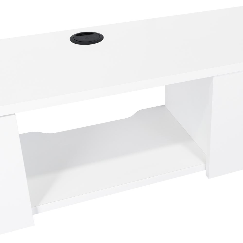 Mesa Para Tv Flotante Gleid, Blanco, con Dos Puertas Abatibles